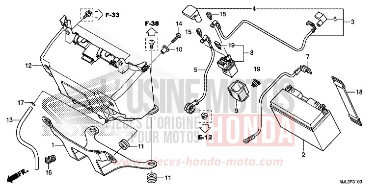 BATTERIE de NC750X DCT SWORD SILVER METALLIC (NHA95) 2014